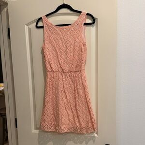 Body Central Peach Lace Sleeveless Mini Dress